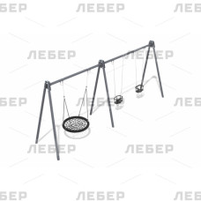 Качели «Гнездо» с дополнительной секцией на металлических опорах