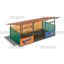 Теневой навес 4200х6000 (стены - поликарбонат, фанера) с декоративными элементами Теневой навес 4200х6000 (стены - поликарбонат, фанера) с декоративными элементами