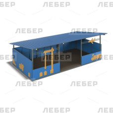 Теневой навес 4000х8000 (стены - фанера) с декоративными элементами Теневой навес 4000х8000 (стены - фанера) с декоративными элементами