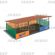 Теневой навес 4000х8000 (стены - поликарбонат, фанера) с декоративными элементами Теневой навес 4000х8000 (стены - поликарбонат, фанера) с декоративными элементами