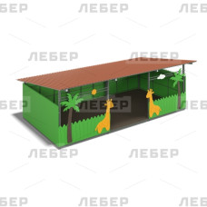 Теневой навес 4000х8000 (стены - фанера) с декоративными элементами Теневой навес 4000х8000 (стены - фанера) с декоративными элементами