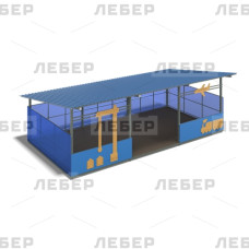 Теневой навес 4000х8000 (стены - поликарбонат, фанера) с декоративными элементами Теневой навес 4000х8000 (стены - поликарбонат, фанера) с декоративными элементами