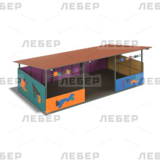 Теневой навес 4000х8000 (стены - фанера) с декоративными элементами Теневой навес 4000х8000 (стены - фанера) с декоративными элементами