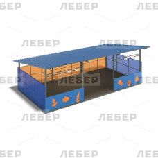 Теневой навес 4000х8000 (стены - поликарбонат, фанера) с декоративными элементами Теневой навес 4000х8000 (стены - поликарбонат, фанера) с декоративными элементами