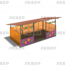 Теневой навес 4200х6000 (стены - поликарбонат, фанера) с декоративными элементами Теневой навес 4200х6000 (стены - поликарбонат, фанера) с декоративными элементами