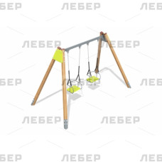 Качели двойные на деревянных стойках