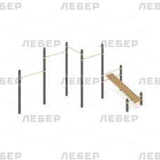 Каскад из пяти турников и скамейки для упражнений пресса Каскад из пяти турников и скамейки для упражнений пресса