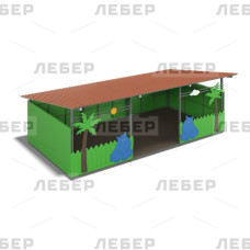 Теневой навес 4000х8000 (стены - фанера) с декоративными элементами Теневой навес 4000х8000 (стены - фанера) с декоративными элементами